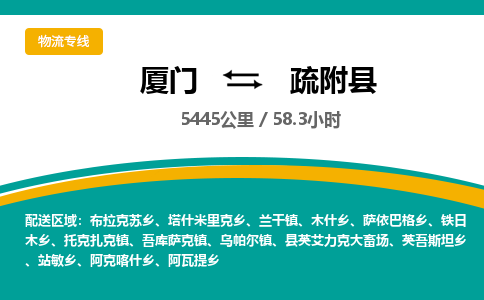 厦门到疏附县物流公司-厦门到疏附县物流专线-点对点运输