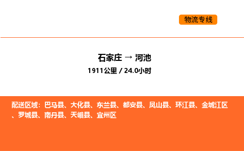 石家庄到河池物流公司/实时报价(省市县+乡镇-闪+送)