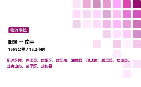 阳泉到南平物流公司/整车零担(全境一站达)