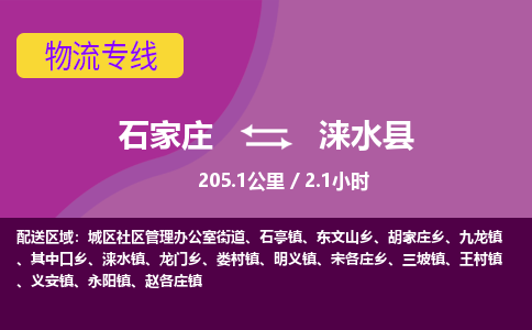 石家庄到涞水县物流专线公司-货运专线「送货上门」