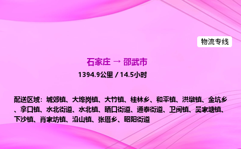 石家庄到邵武市物流公司-专线直达