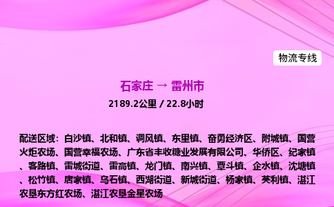 石家庄到雷州市物流公司-专线直达 石家庄到雷州市物流公司-专线直达