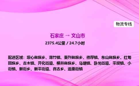 石家庄到文山市物流公司-专线直达 石家庄到文山市物流公司-专线直达