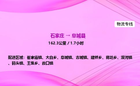 石家庄到阜城县物流公司-货运专线2026省市县<高效准时>