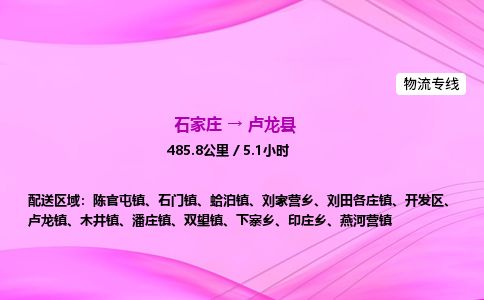 石家庄到卢龙县物流公司-货运专线2026省市县<高效准时>