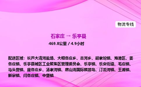 石家庄到乐亭县物流公司-货运专线2026省市县<高效准时>