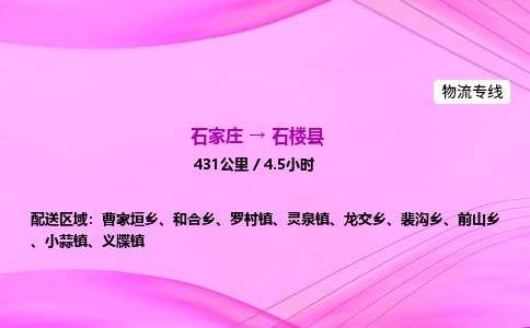 石家庄到石楼县物流公司-货运专线2026省市县<高效准时>
