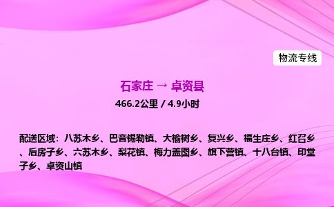 石家庄到卓资县物流公司-货运专线2026省市县<高效准时> 石家庄到卓资县物流公司-货运专线2026省市县<高效准时>