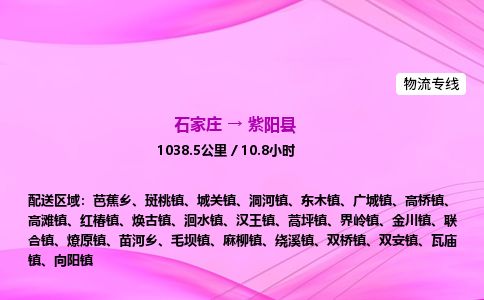 石家庄到紫阳县物流公司-货运专线2026省市县<高效准时>