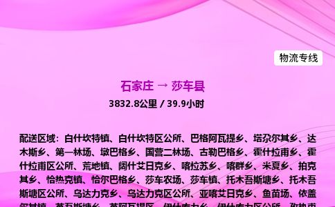 石家庄到莎车县物流公司-货运专线2026省市县<高效准时> 石家庄到莎车县物流公司-货运专线2026省市县<高效准时>