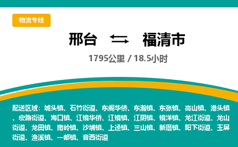 邢台到福清市物流公司-搬家行李托运2026(专线快运/全境直达)