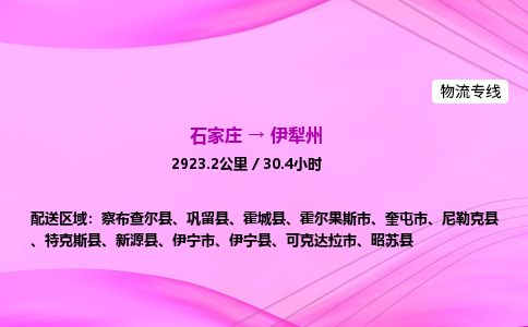 石家庄到伊犁州物流公司2026全境直达特快物流专线