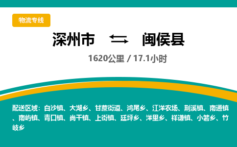 深州到闽侯县物流公司-搬家行李托运2026(专线快运/全境直达)