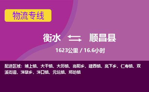 衡水到顺昌县物流公司-搬家行李托运2026(专线快运/全境直达)