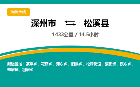 深州到松溪县物流公司-搬家行李托运2026(专线快运/全境直达)