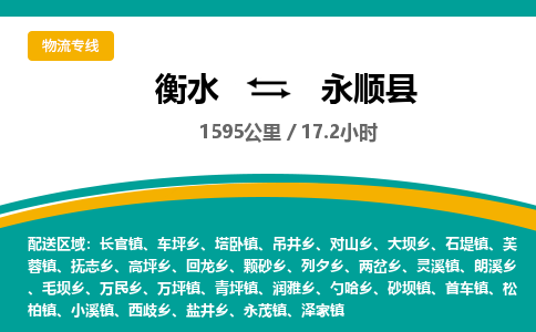衡水到永顺县物流公司-搬家行李托运2026(专线快运/全境直达)